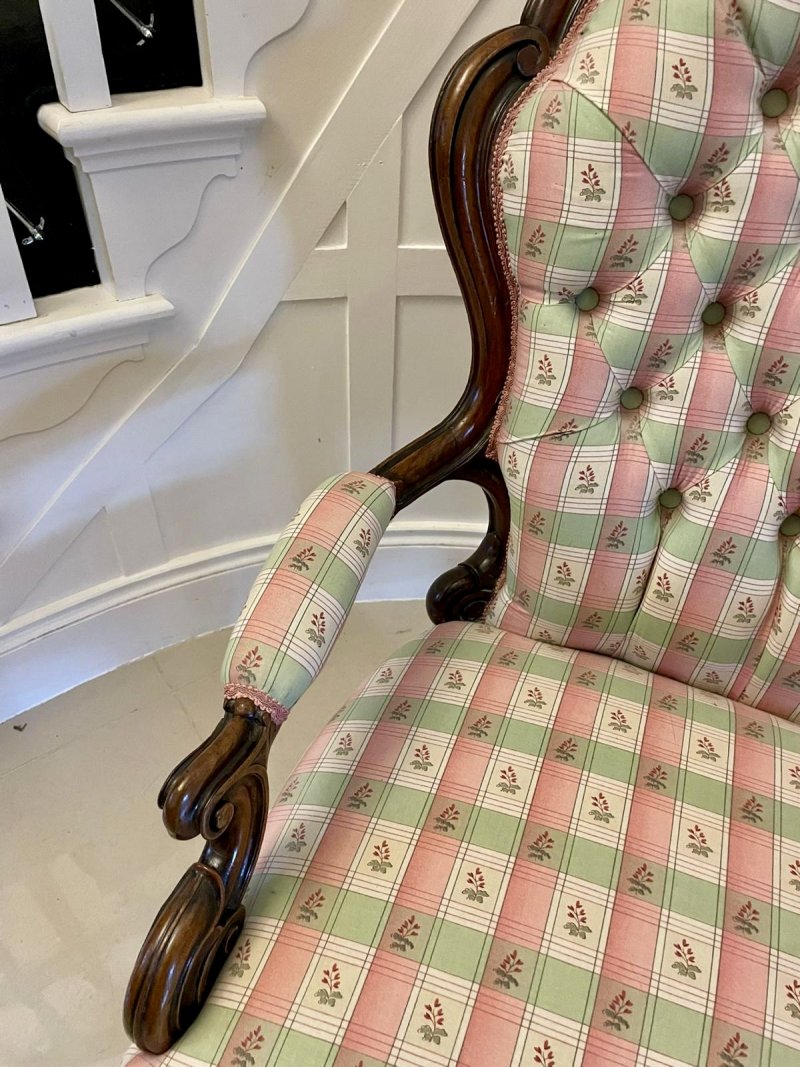 Antique Victorian Quality Carved Walnut Armchair - Image 14